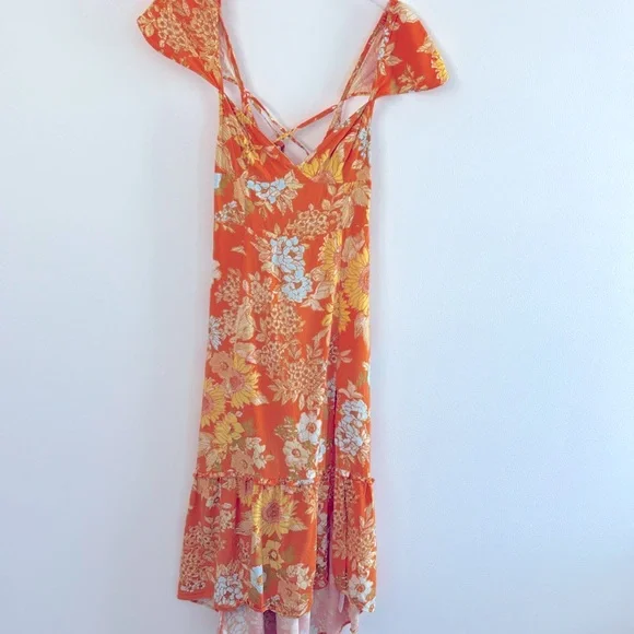 Urban Outfitters Floral Summer Dress size M Orange Print - Picture 5 of 7